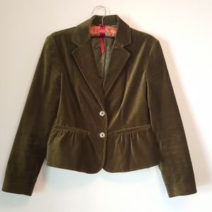 Vintage Olive Velvet Blazer Jacket